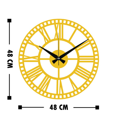 Ceas de perete, Metal Wall Clock 10, Metal, Dimensiune: 48 x 48 cm, Auriu