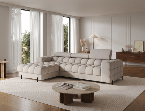Coltar extensibil dreapta 3 locuri ELTAP, LT-18ROY, Felro, 285x181x93 cm, lemn/poliester, bej