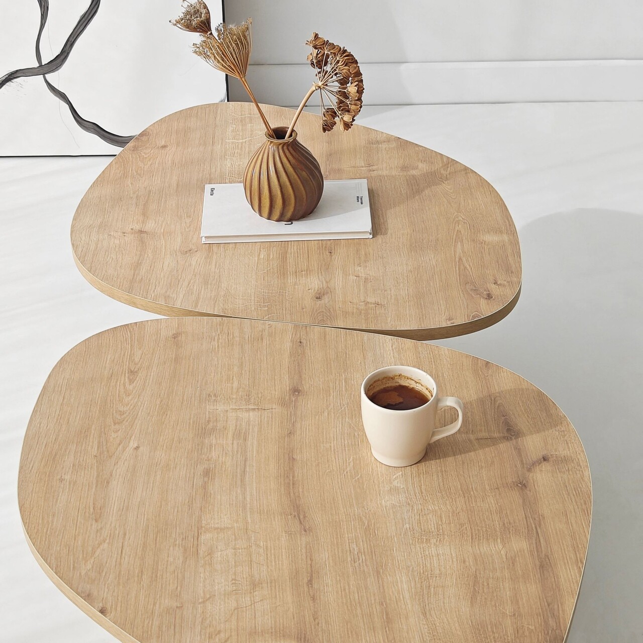 Masuta de cafea, Hanah Home, Stones, 125x38x60 cm, Maro - view 3