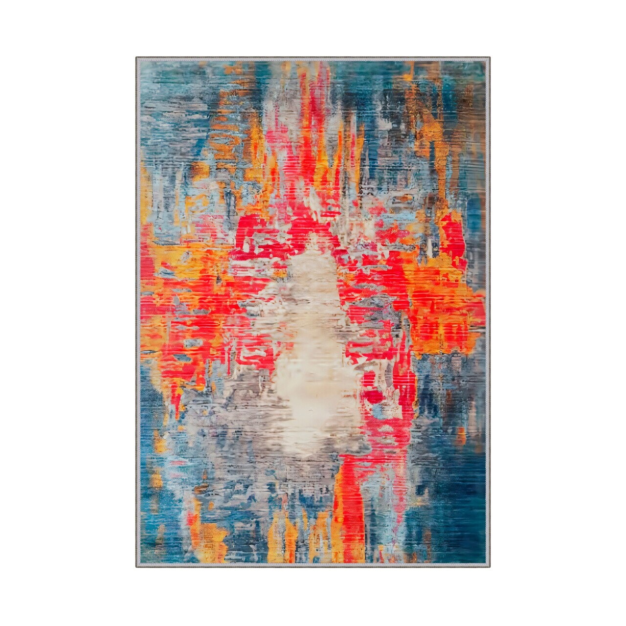 Covor, Wookece317, 80x150 cm, Alb / Fuchsia / Portocaliu / Albastru / Gri — imaginea 4