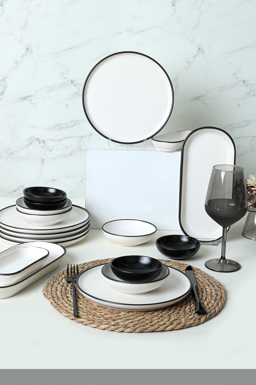 Set de mic dejun (18 piese), L'essentiel Maison, 275KRM1961, Antibacterian, Alb/Negru - view 2