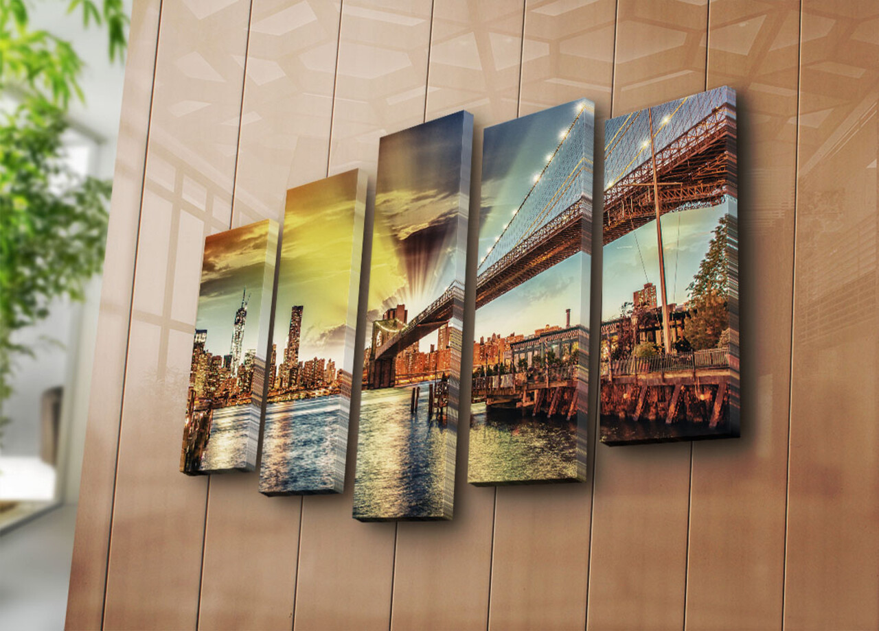 Set 5 tablouri decorative 5PATK-111 19 x 70 cm Multicolor