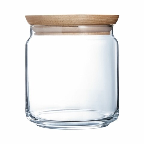 Recipient depozitare, luminarc, pure wood, 0.75 l, sticla/lemn, transparent