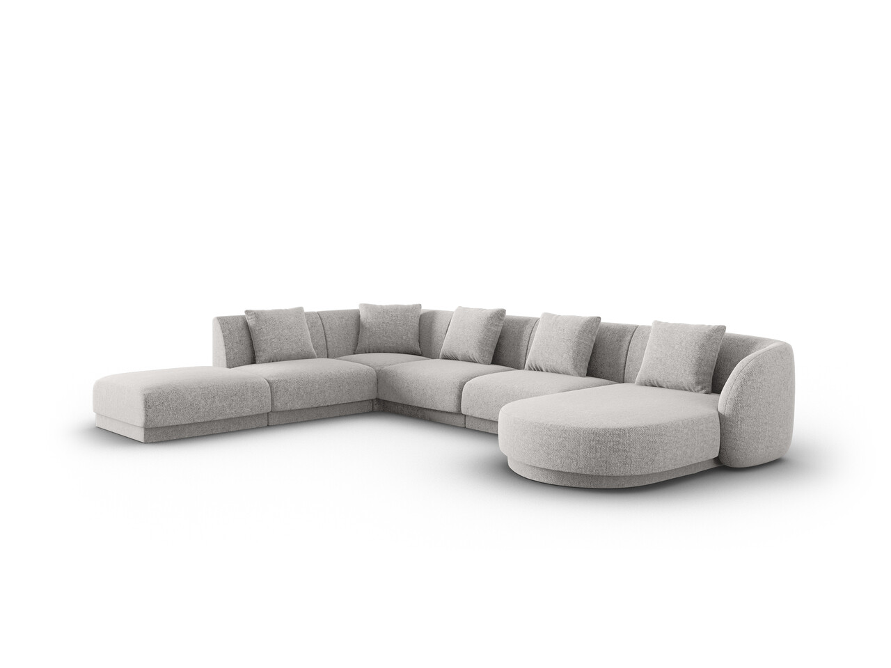 Coltar panoramic stanga 6 locuri, Tulum, Cosmopolitan Design, 330x255x70 cm, tesatura chenille, gri deschis - 1 | YEO