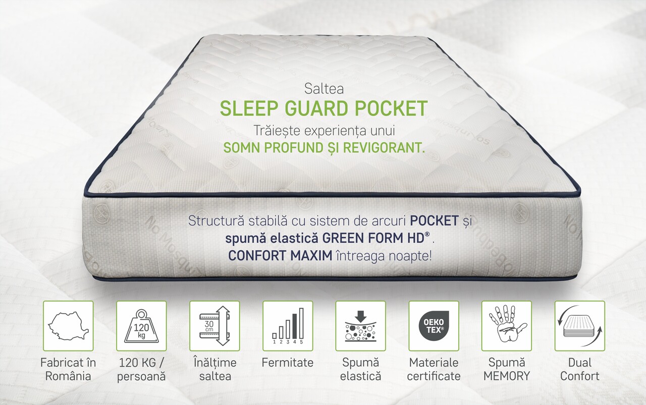 Saltea ortopedica, Sleep Guard Pocket Memory, 180x200 cm, H 30 cm, medie ferma - imagine 7