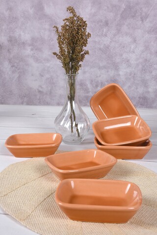 Set 6 boluri pentru gustari/sosuri Rectangular, Keramika, 50 ml, ceramica, portocaliu Keramika