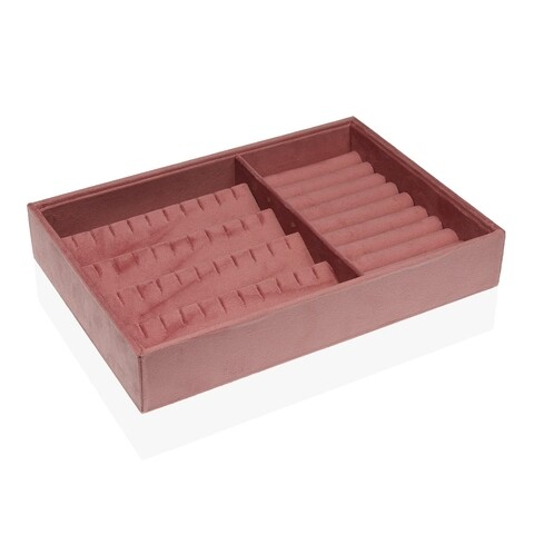 Cutie de bijuterii baihu, versa, 30 x 4.9 x 21 cm, catifea, roz