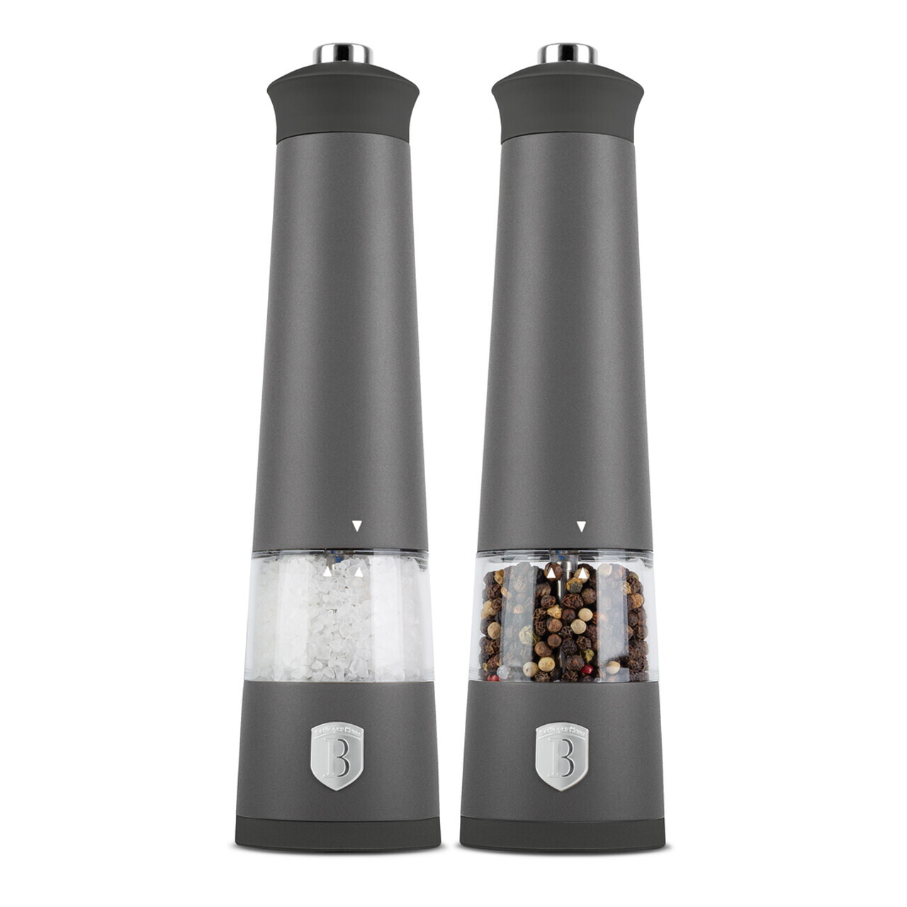 Set 2 rasnite electrice pentru sare/piper Berlinger Haus, Anthracite, inox/ceramica, antracit mat - imagine 3