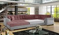 Coltar extensibil stanga 5 locuri ELTAP, Damario, 338x189x78 cm, lemn/poliester, roz/gri