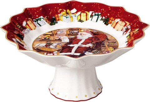 Bol cu picior, villeroy   boch, toy's fantasy santa wish list, 24 cm, portelan premium, pictat manual