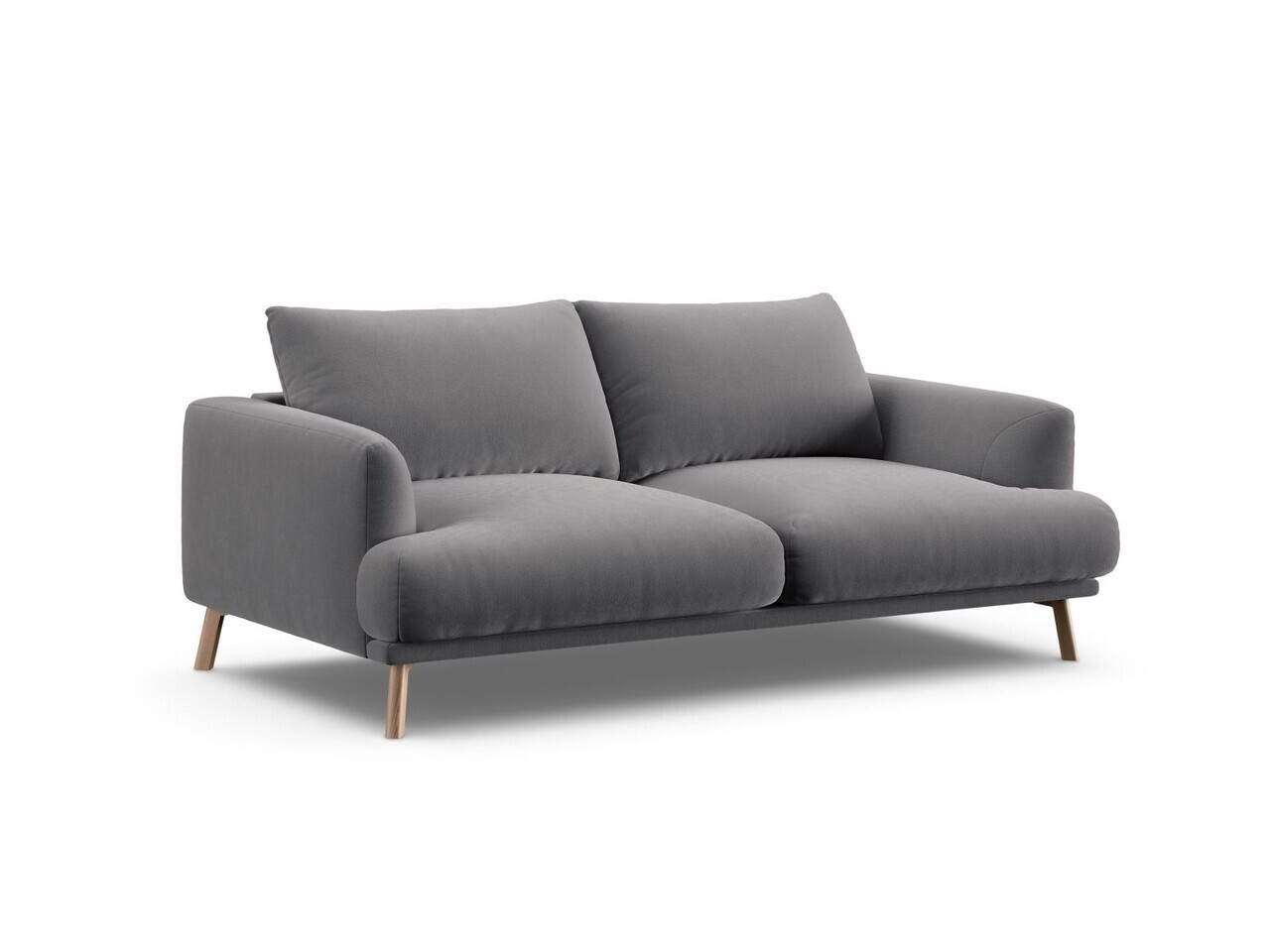 Canapea 2 locuri, Naomi, Micadoni Home, 170x95x75 cm, catifea, gri — imaginea 2