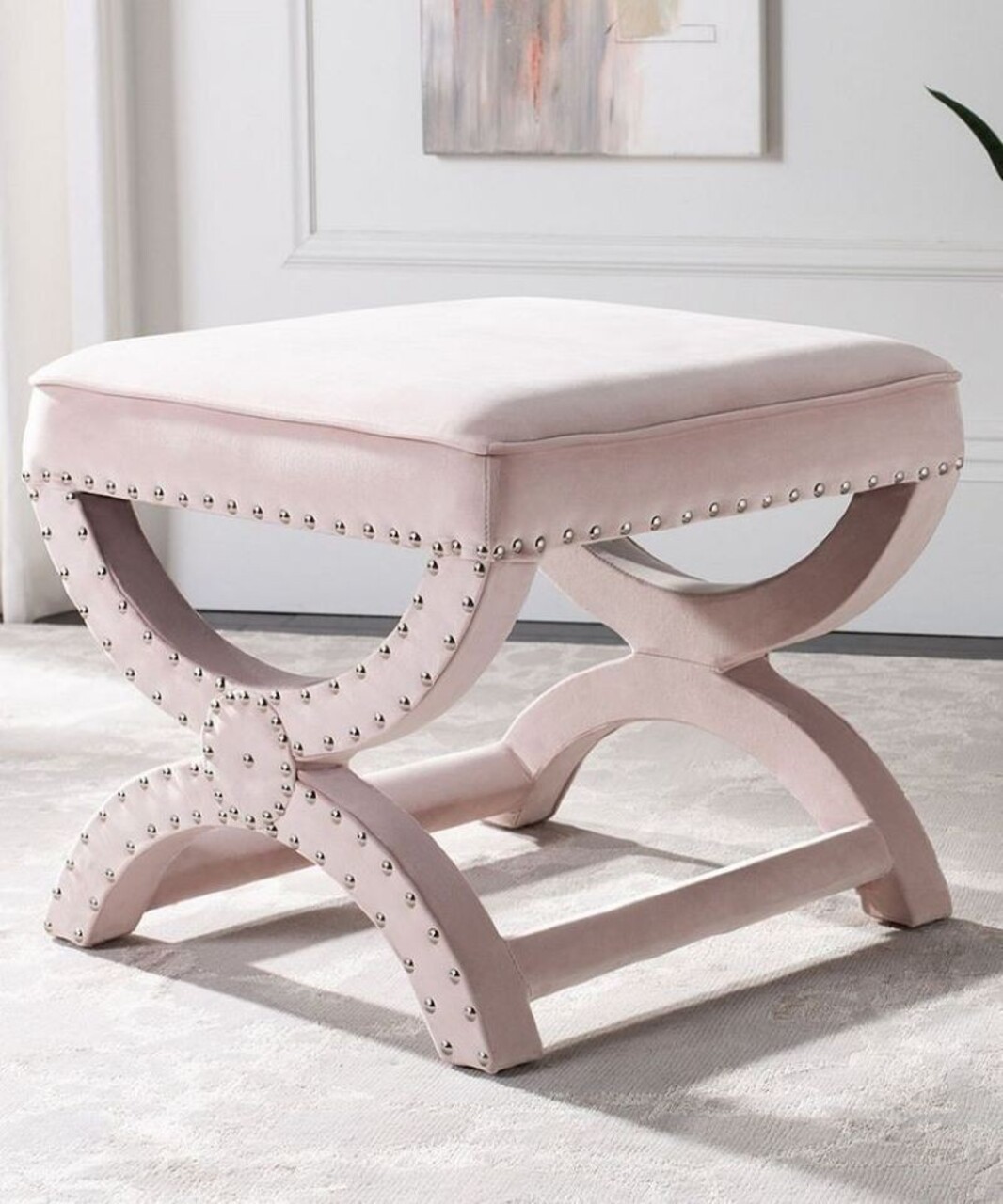Taburet, Qunef, Felice Halka Pouffe 60, 40x60 cm, Cadru: 100% MDF, Roz pudra - 1 | YEO