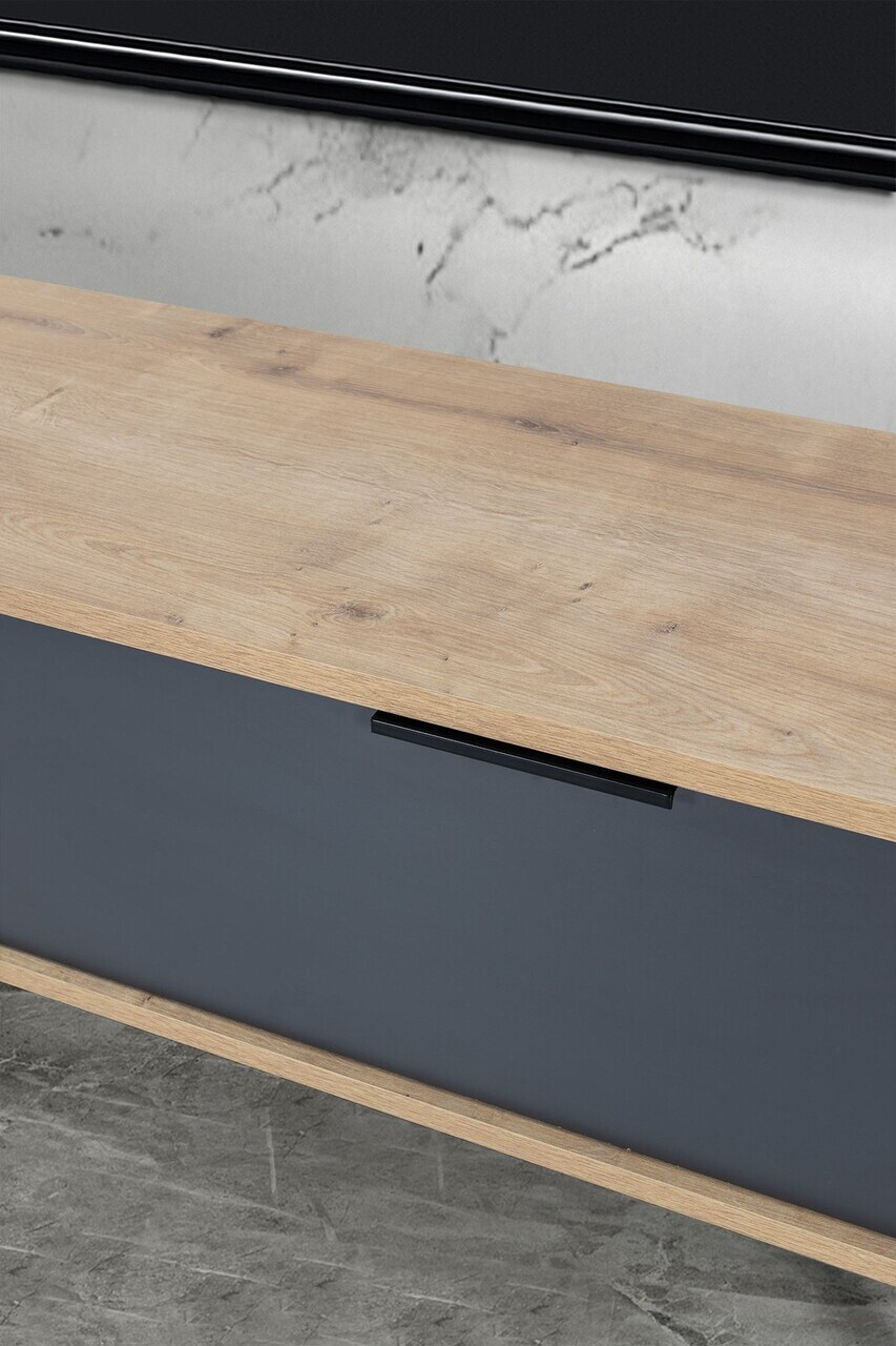 Comoda TV, Hanah Home, Venüs 3641, 160x46x35 cm, PAL, Stejar safir / Antracit — imaginea 6