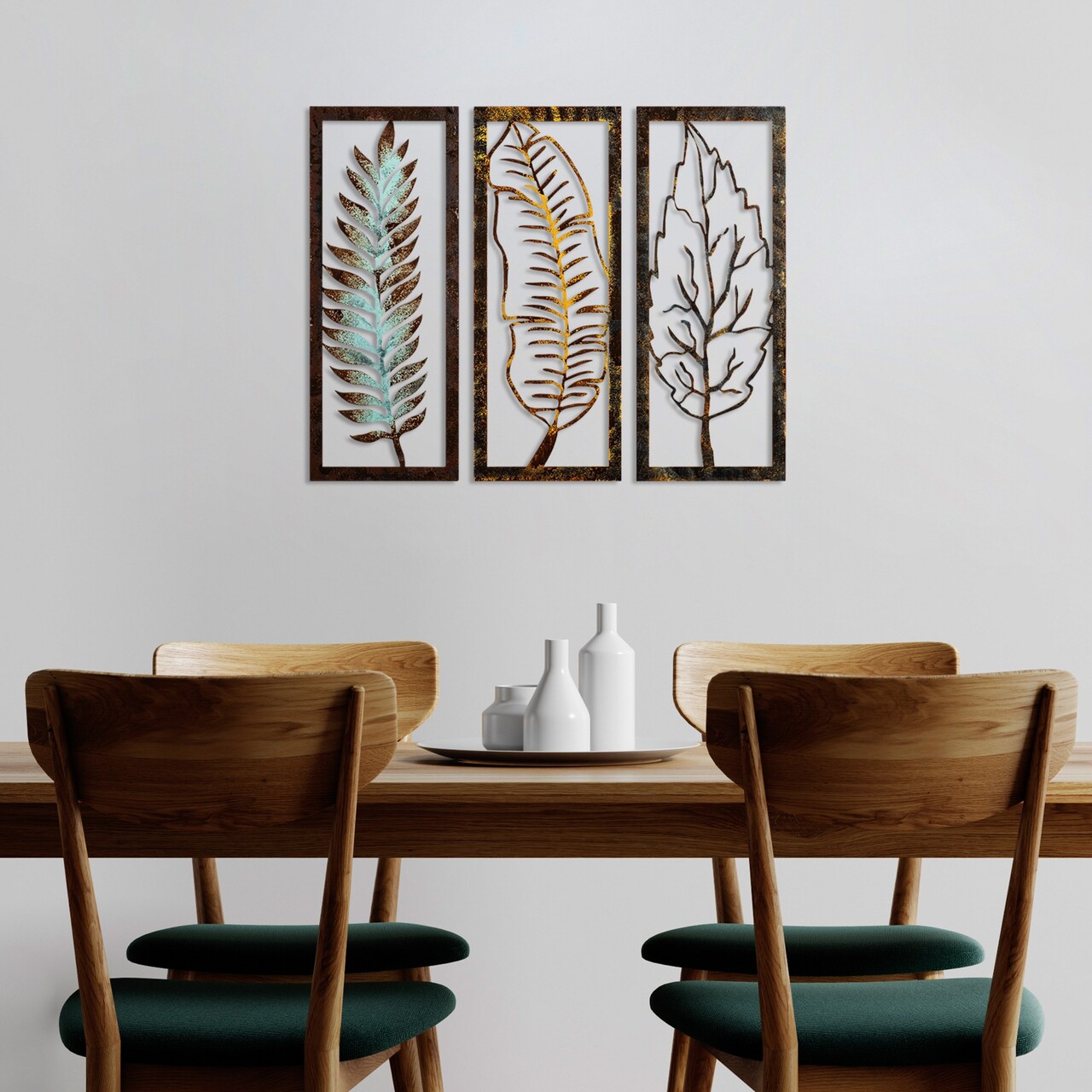Decoratiune de perete, Leaf 35, Lățime: 55 cm Înălțime: 22 cm Adâncime: 1,5 cm (3 bucăți), Multicolor - view 3