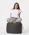 Taburet puf, Square Pouf, Ferndale, 45x45 cm, poliester impermeabil, gri fumuriu