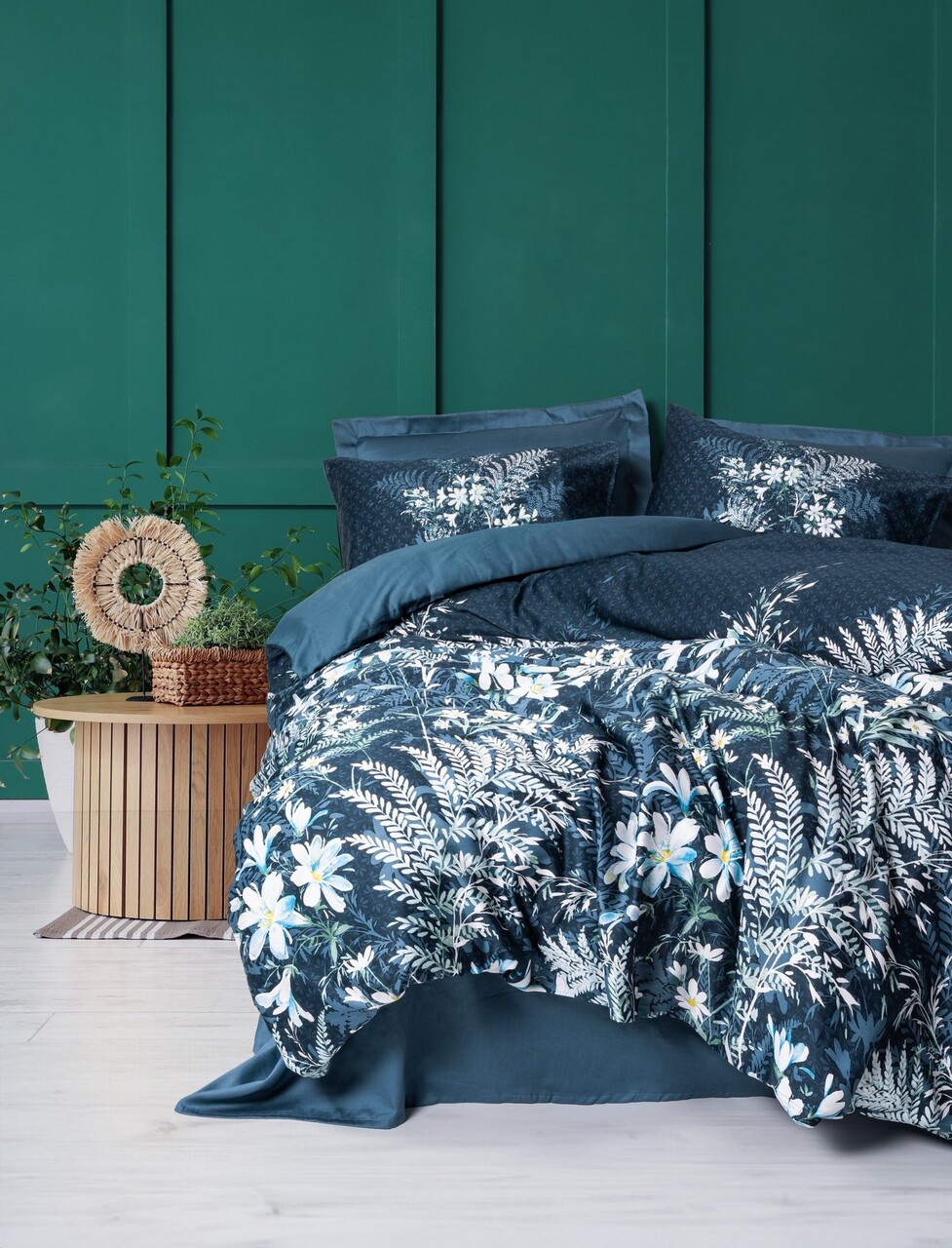 Lenjerie de pat dubla, Imvelo - Petrol Green, Cotton Box, Bumbac Satinat