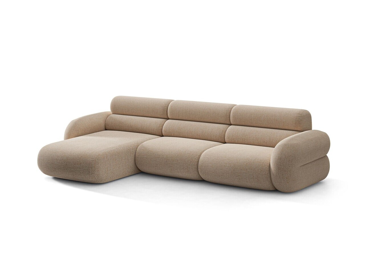 Coltar stanga 4 locuri, Neo, Micadoni Home, 305x165x83 cm, tesatura Chenille Silencio, bej sand — imaginea 2