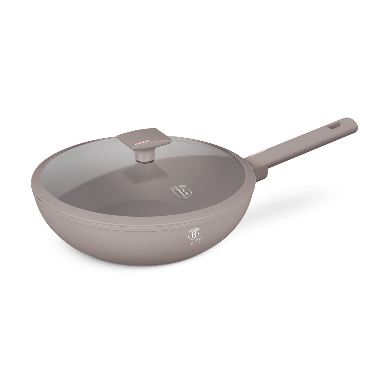 Tigaie Wok cu capac Berlinger Haus, Taupe, 28 cm, 3.2 L, aluminiu forjat, taupe mat - imagine 6
