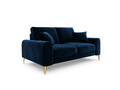 Canapea, Madara, Mazzini Sofas, 2 locuri, gold legs, 172x102x90 cm, catifea, albastru regal