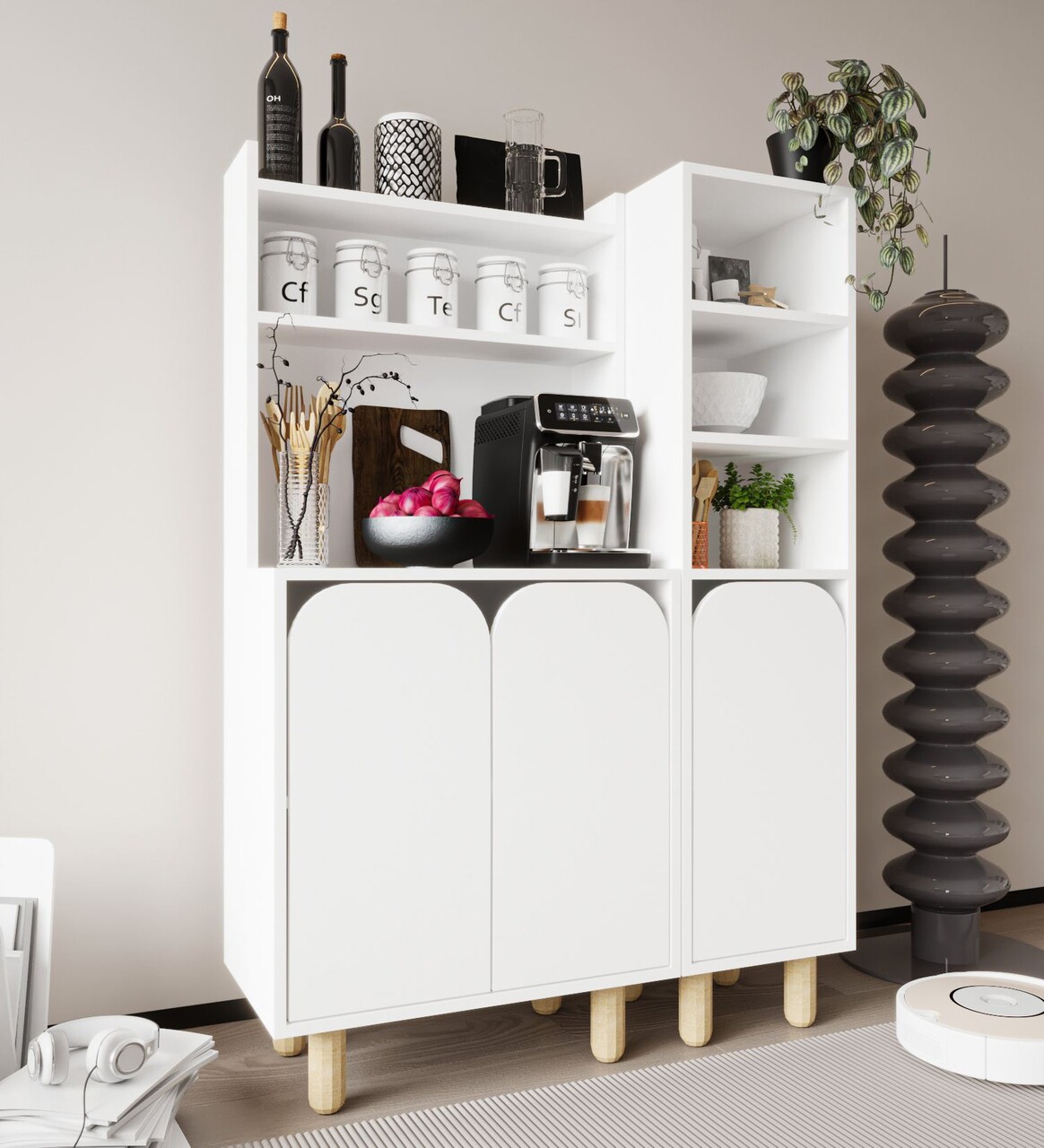 Dulap multifunctional, Hanah Home, Parma 3, 105x155x40 cm, PAL, Alb - view 2