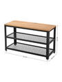 Bancheta cu pantofar Industrial Mesh, Vasagle, 73x30x45 cm, max 90 kg, PAL/otel, natural/negru