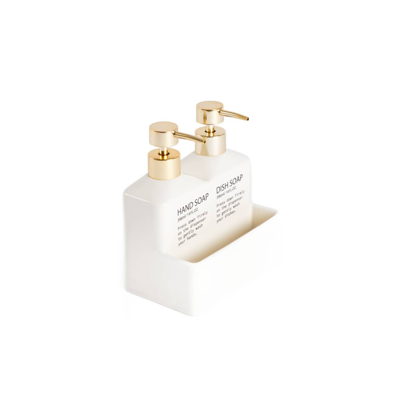 Set 2 dozatoare sapun/detergent lichid Ebro, Homla, 18x16 cm, ceramica, crem/auriu - 2 | YEO