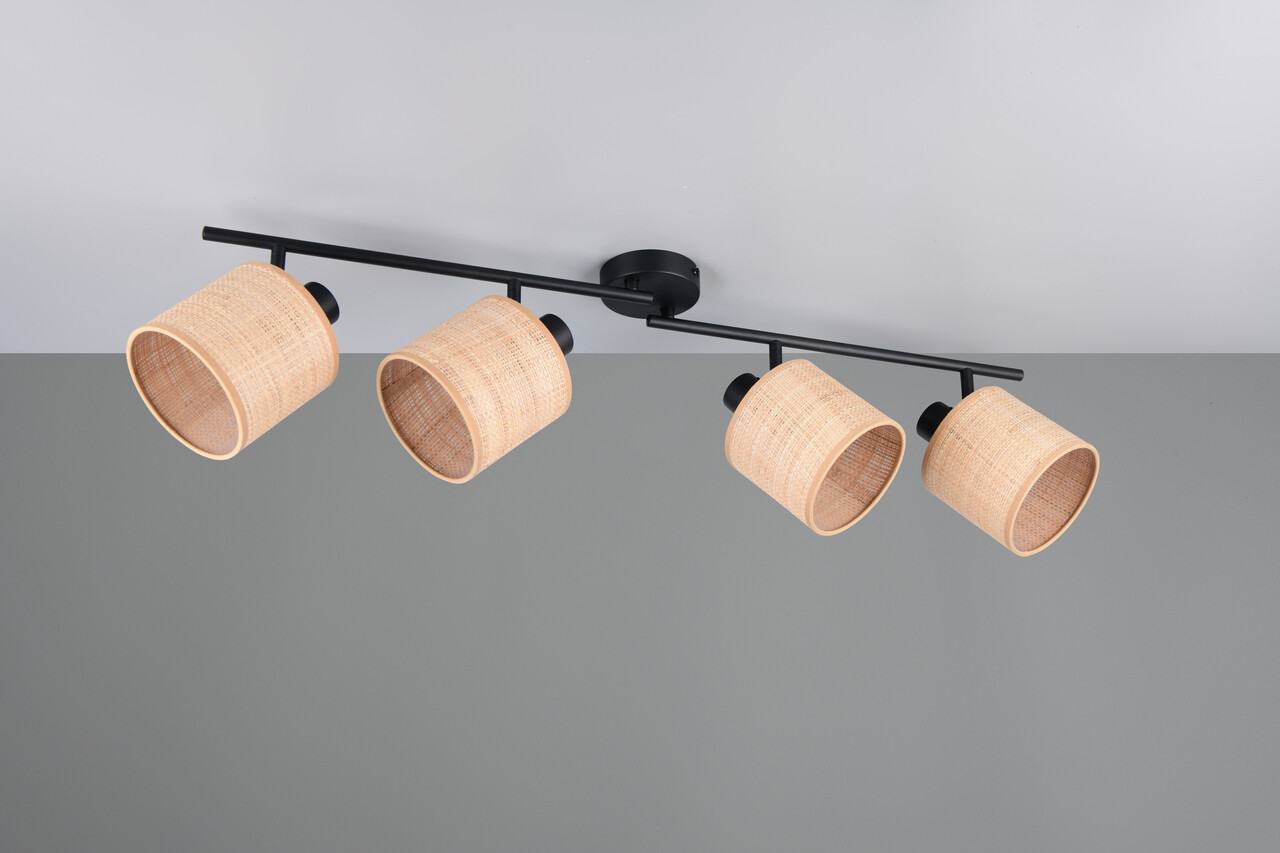 Plafoniera Aimee, RL, 87.5x13x25 cm, 10W, 4x E14, metal, negru mat/bej