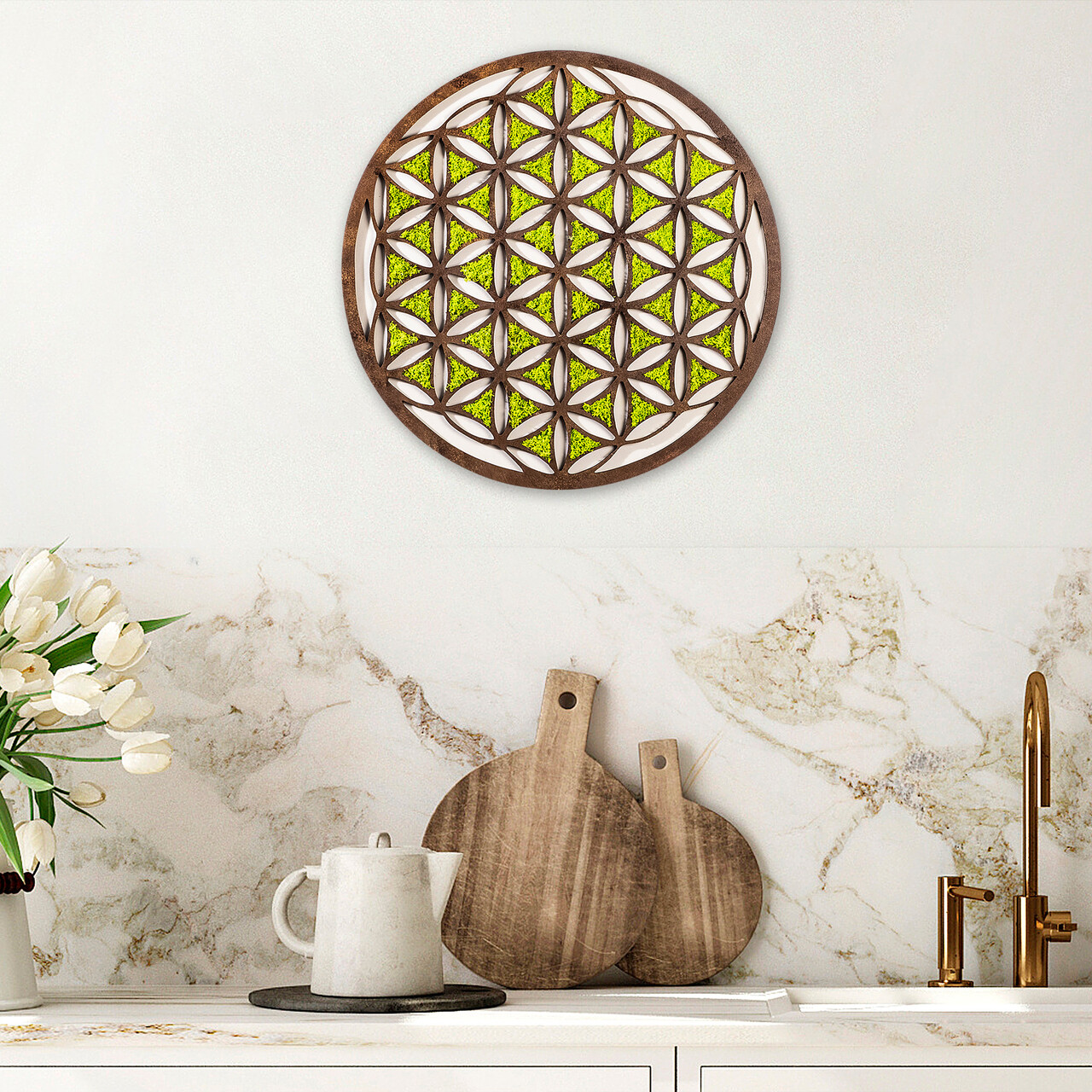 Decoratiune de perete, Geometric, Dimensiuni: 44 x 1,6 x 44 cm, Multicolor - view 2