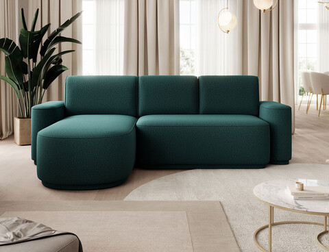 Coltar extensibil stanga 4 locuri ELTAP, Aurumm, 285x180x92 cm, lemn/poliester, verde inchis