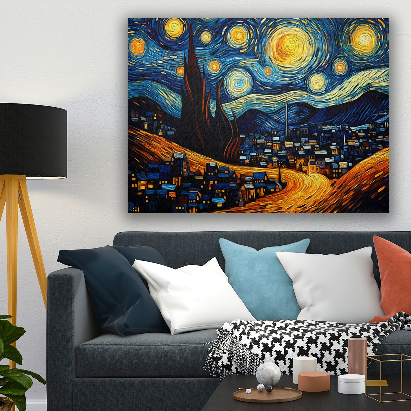 Tablou decorativ, KNV9961, Canvas, Rama din lemn (grosime 3 cm), Multicolor