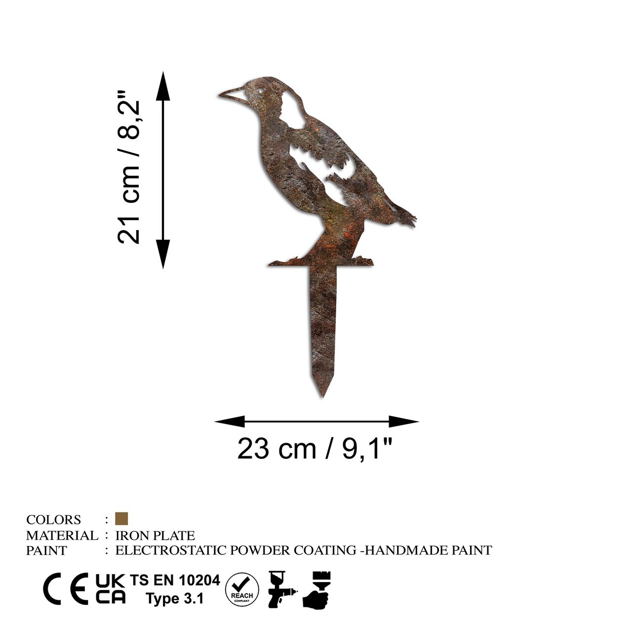 Obiect decorativ de grădină, Bird -A 03, 37x23 cm, Multicolor - view 6