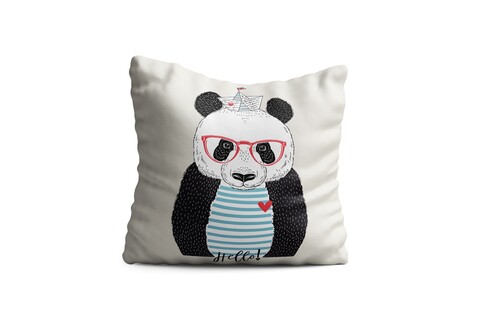 Perna decorativa Panda w boat hat, Oyo Kids, 43×43 cm, poliester, multicolor mezoni.ro