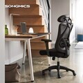 Scaun de birou, Songmics, ergonomic, suport lombar si tetiera reglabile, 70x71x114-124 cm, 150 kg, negru cerneala
