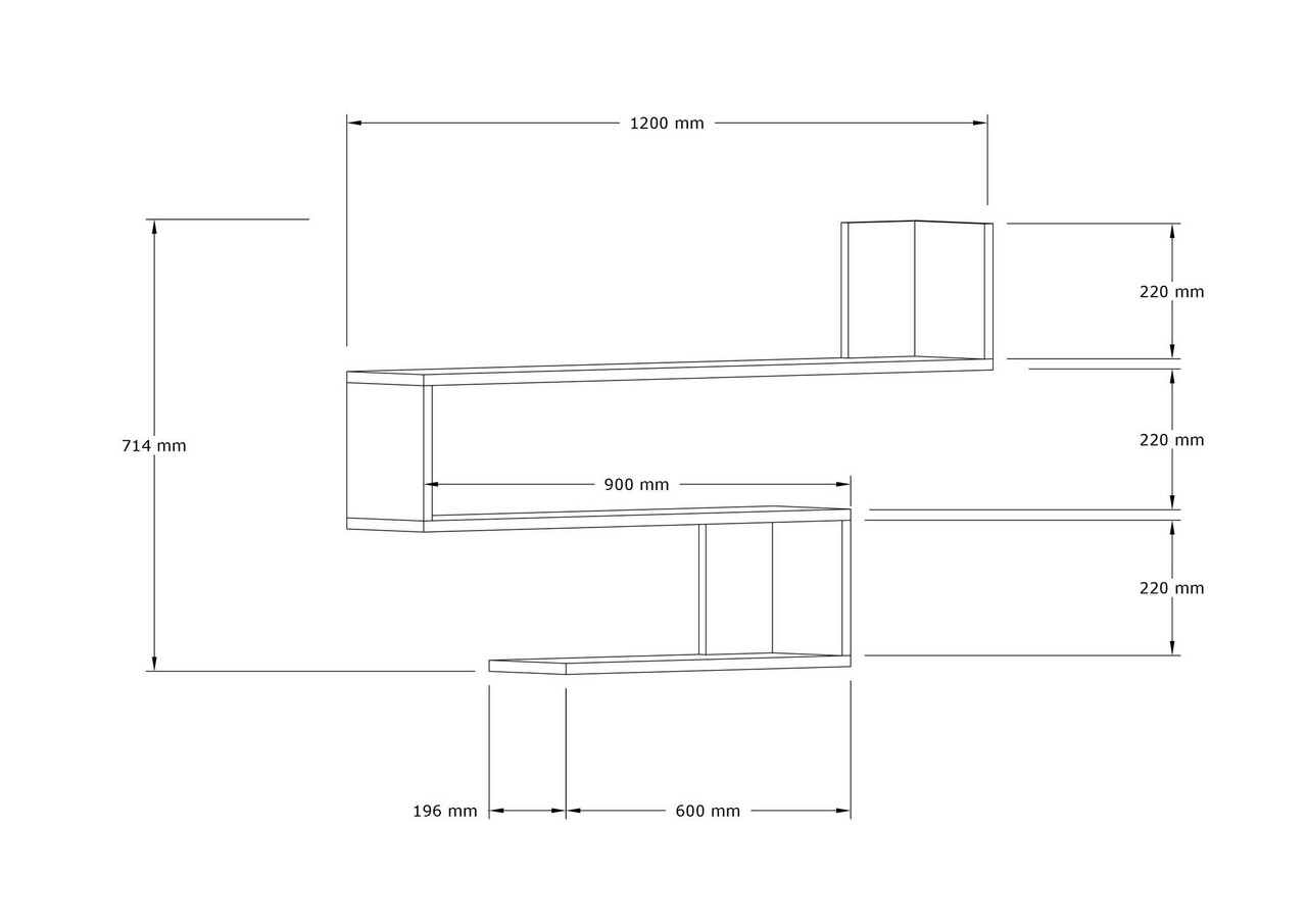 Raft de perete, Asse Home, Penne, 120x71x20 cm, Alb