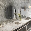 Oglinda decorativa, Siam, Oneas, 70x70x2.2 cm, MDF , Gri închis / Argintiu