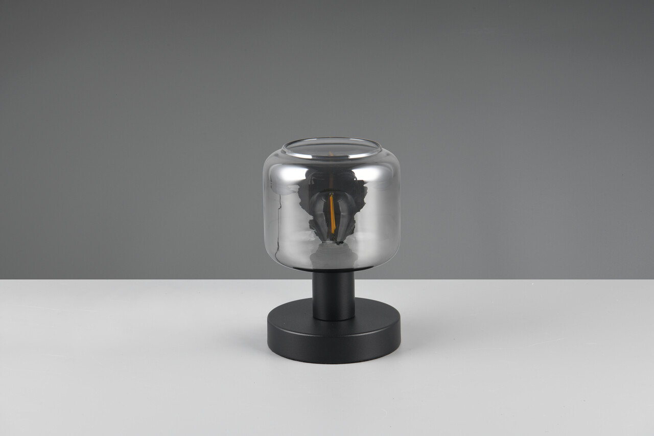 Lampa de masa Mataro, TRIO, 12x18 cm, 10W, 1x E14, metal, negru mat/argintiu