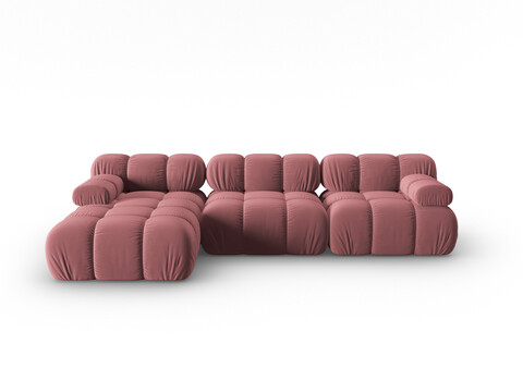 Coltar modular stanga 4 locuri, Bellis-51, Micadoni Home, 282x155x70 cm, catifea, roz