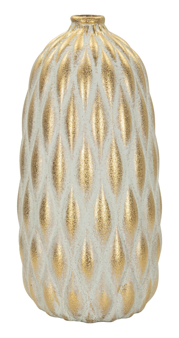 Vaza decorativa, Mauro Ferretti, Pepitas, 18.5x37.5 cm, ceramica, gri/auriu - view 5