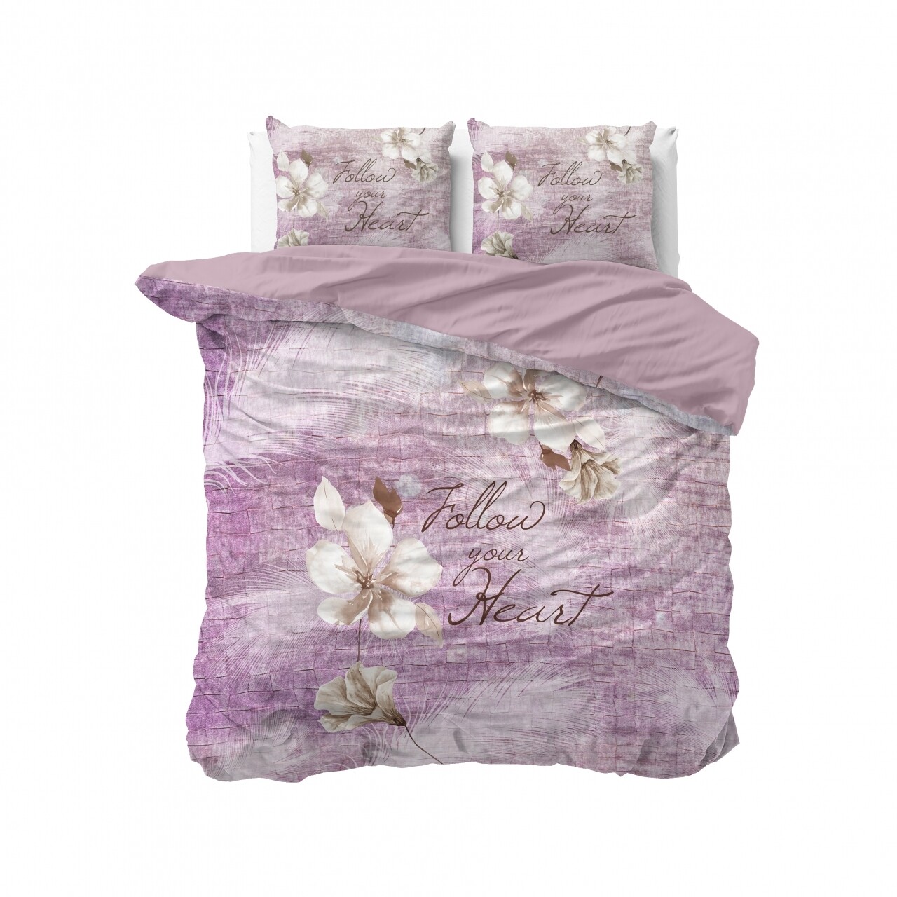 Lenjerie De Pat Dubla Blossom 2 Purple, Royal Textile,3 Piese, 200 X 220 Cm, 100% Bumbac, Multicolora