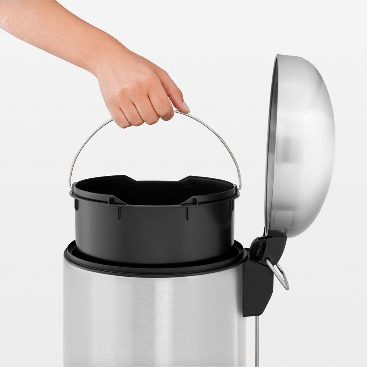 Cos De Gunoi Cu Pedala, Brabantia, Retro Slim, 20 L, Inox, Argintiu