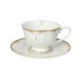 Set 2 cesti cu farfurie pentru ceai, Golden Eye, Brandani, D15x7.5 cm, portelan New Bone China