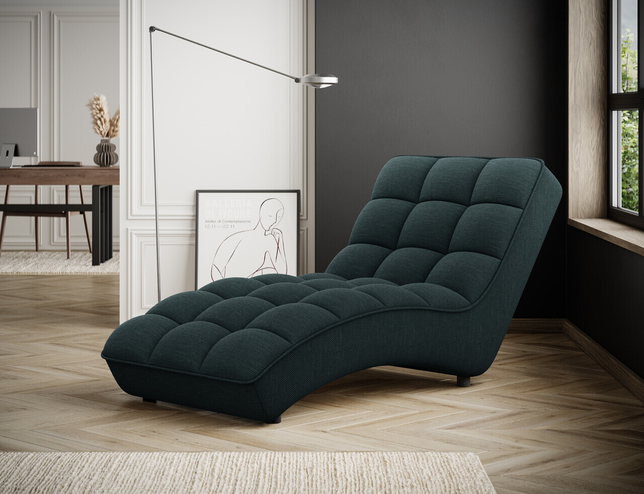 Sezlong living ELTAP, LOR-35RAQ, Loren, 170x85x85 cm, poliester, verde inchis - view 2