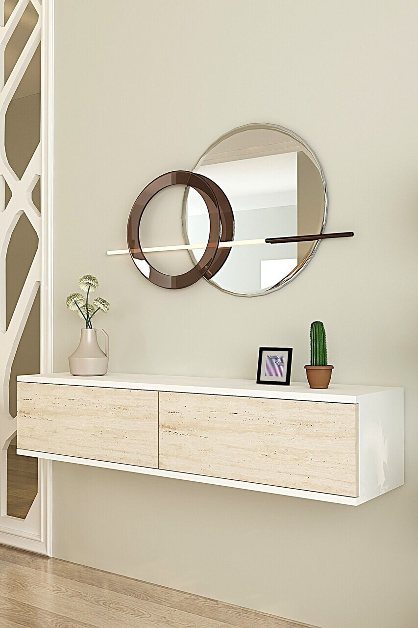 Dulap, Hanah Home, Aplos 120, 120x25.5x29.6 cm, Alb / Travertin — imaginea 2