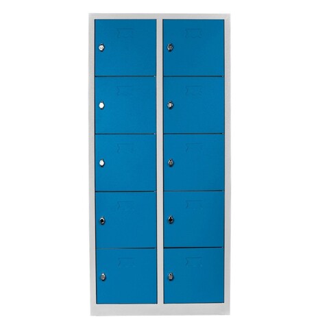 Dulap de depozitare cu incuietoare, Shelvoria, Js1017Ma, 79x170x40 cm, Otel, Gri/Albastru