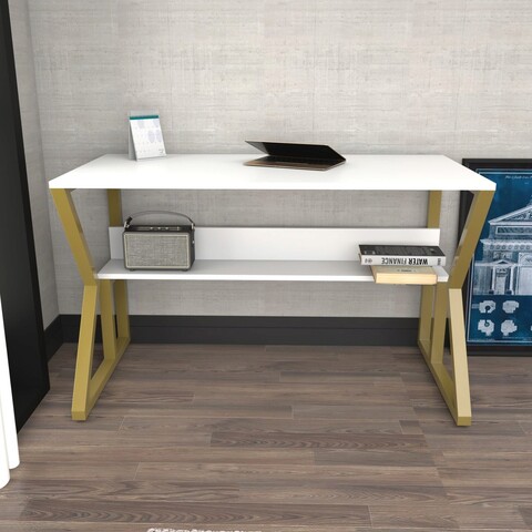 Birou, zena home, wake, 120x72.8x60 cm, pal, aur alb