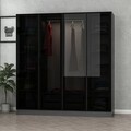 Dulap pentru haine, Minerva, Kale, 180x210x52 cm, PAL, Antracit / Negru