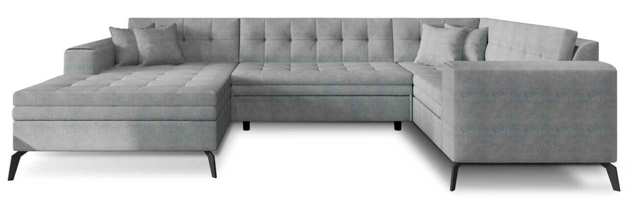 Coltar extensibil stanga 5 locuri ELTAP, MON-LT-04GO, Montez, 340x180x93 cm, lemn/poliester, gri deschis - view 3