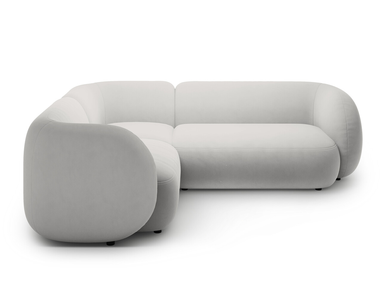 Coltar stanga 4 locuri, Kate, Micadoni, 252x220x76 cm, catifea, gri deschis - 2 | YEO