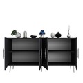Consola, Olivia, Fuga KB150, 150x75x35 cm, PAL, Antracit / Argintiu