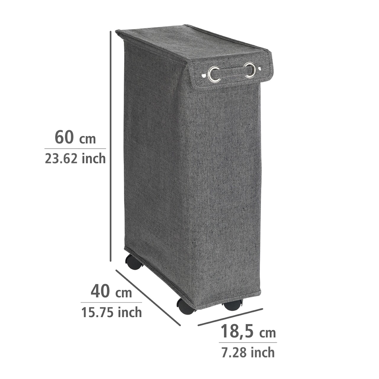 Cos de rufe mobil, Wenko, Corno Prime, 43 L, 18 x 60 x 40 cm, poliester/polipropilena, gri - 1 | YEO
